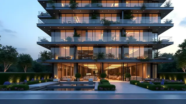 Illustration of a residential building, shown for Vienna