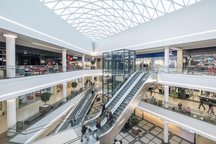 Representative modern shopping mall interior