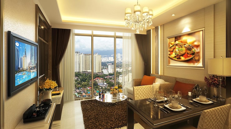 Representative city-view dining interior