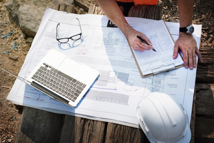 Representative construction progress at a commercial office site