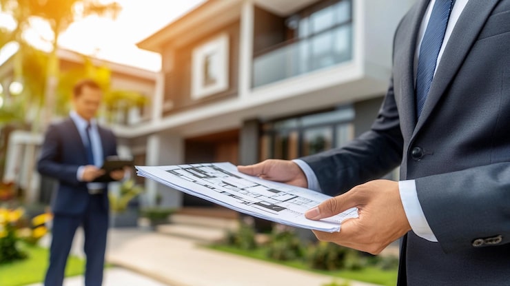Representative image of a person reviewing plans for a commercial office space